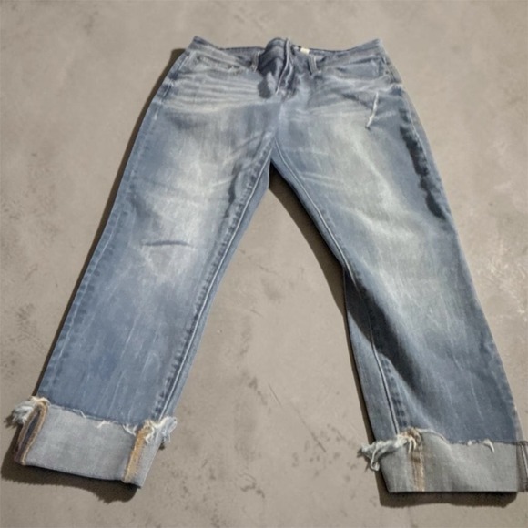 BKE Denim - BKE Woman's Skinny Mid Rise Medium Wash Blue Denim Jeans Distressed 29x25